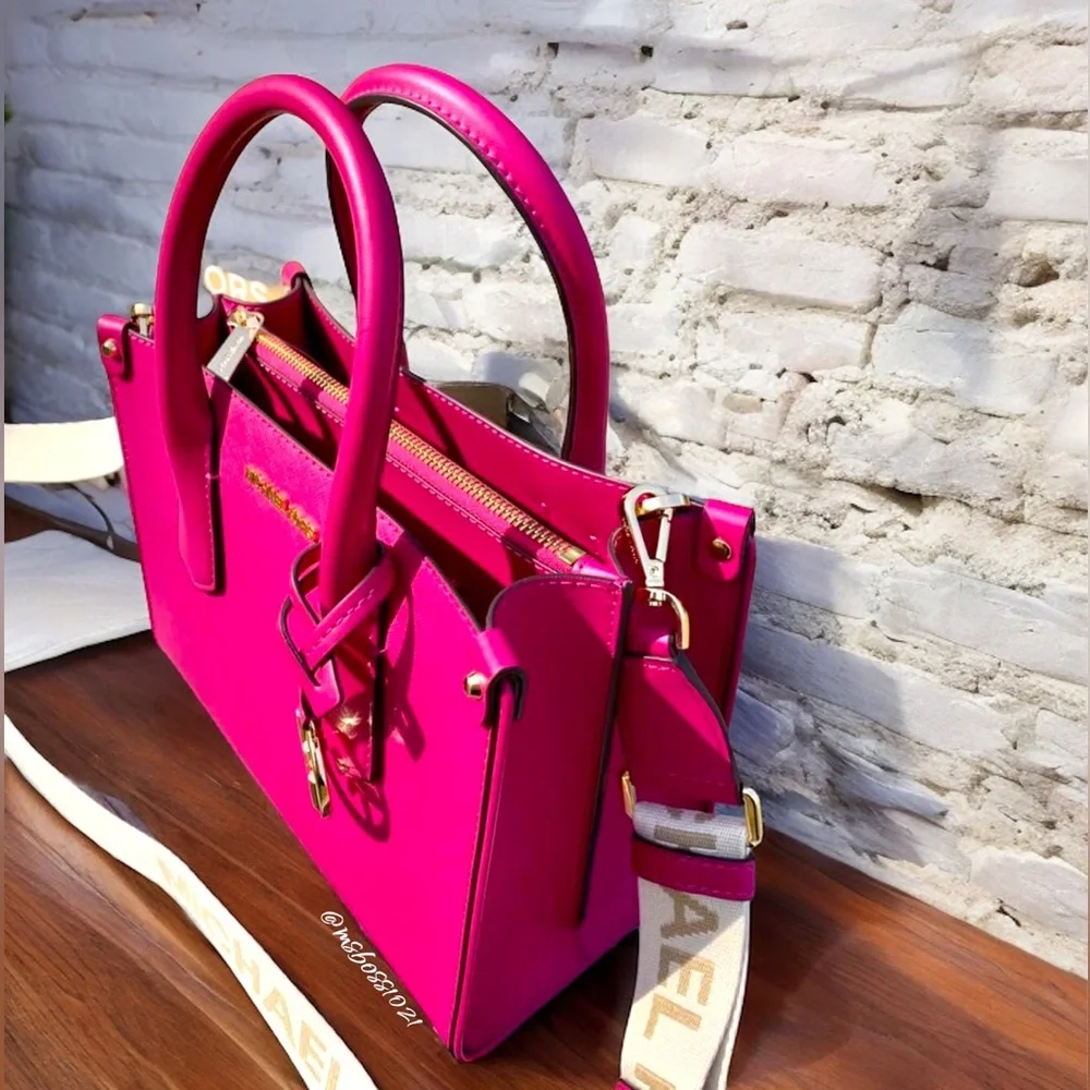 Michael Kors Maple Small Satchel in Deep Fuchsia NWT - Picture 9 of 13